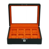 Rothenschild RS-3420-8-BL-ORA black with orange velvet 8 laikrodžių dėžutė
