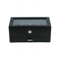 Rothenschild RS-3421-4-BL-CHA black with grey velvet + Drawer 4 laikrodžių dėžutė